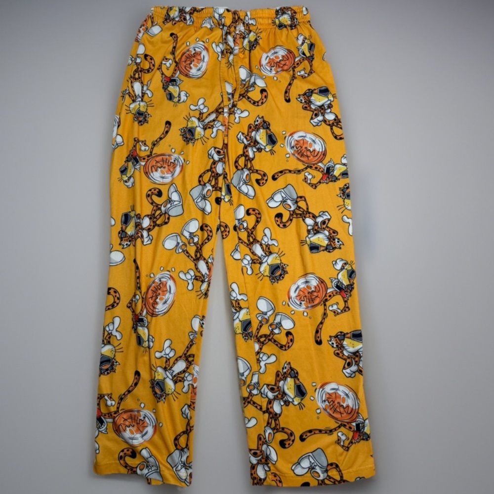 cheetos pajama pants, orange, chester tiger aop, unisex medium